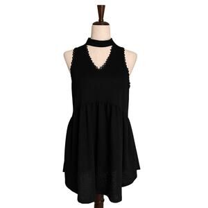 Andree by UNIT Blouse Racerback Tank Tunic Top Picot Edge Women's size M